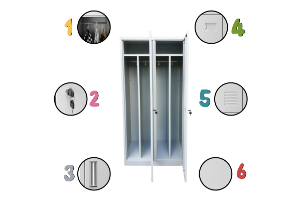 SZAFA BHP 2-KOMOROWA; 80CM; RAL Z PRZEGRODAMI